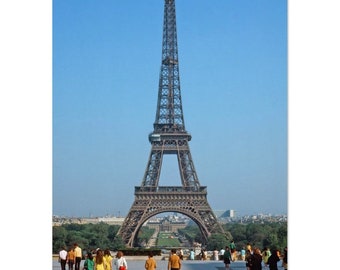 Photo Print 1970s Eiffel Tower, Paris, France, Vintage Wall Art Poster Seventies Vertical Home Office Decor French Heritage Gift Idea Travel