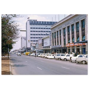 Impresión fotográfica de la década de 1970, Lusaka, Cairo Road, Lusaka Hotel, Barclays Bank, BOAC, Zambia, África, decoración de pared de los años setenta, póster patrimonial, regalo