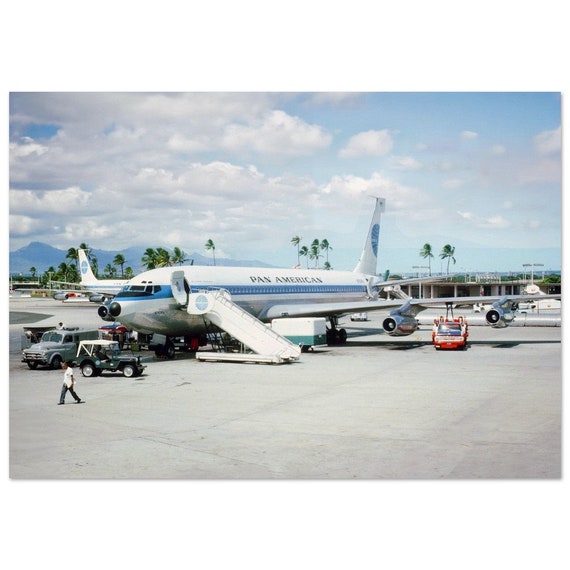 Photo Print 1960s Pan Am Aircraft Bora Bora Airport N757PA Boeing