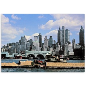 1960s Manhattan Department of Marine and Aviation Sand Barge, New York City Vintage Wall Art Print Poster Home Office Decor Unique Gift Idea
