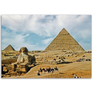 Vintage 1950s Egypt Photo Print - Great Sphinx Pyramid Giza - Egyptian Wall Art Poster - Home Office Studio Decor - Ancient Heritage Gift