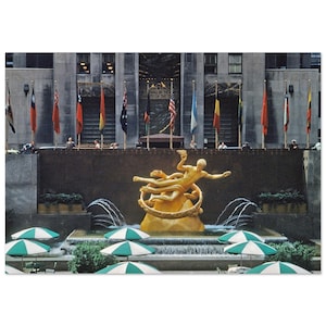 Photo Print 1950s NYC Rockefeller Center Prometheus Statue, Vintage Wall Art Poster Home Office Decor, New York City, Manhattan Fifties Gift