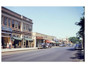 Fotodruck 1940er Jahre Hyannis MA Mainstreet, Barnstable Massachusetts, Buttner Company Mayflower Cafe, Forties Wand Kunst Home Office Dekor Poster