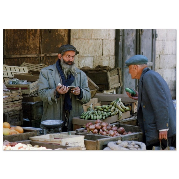 Photo Print 1970s Street Vendor, Mea Shearim, Jewish Orthodox district, Jerusalem, Israel, Vintage Wall Art Poster Seventies Photograph