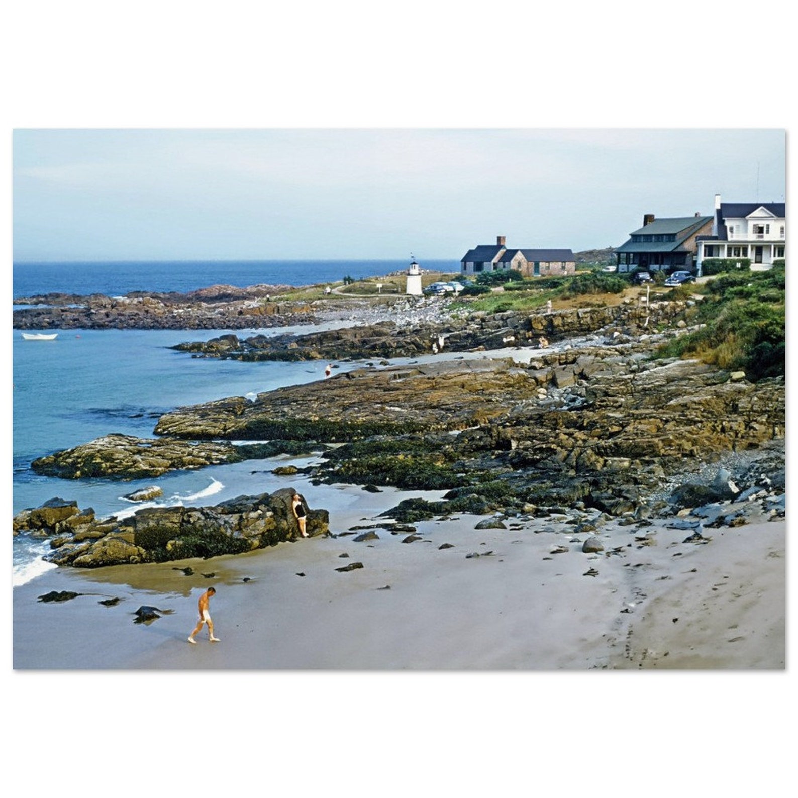 Curated visual reference: Gallery Detail: Photo Print 1950S Ogunquit Maine Marginal Way Cliff Walk Lighthouse