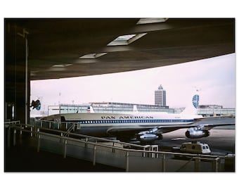 Photo Print 1960s Pan Am N709PA Boeing 707-121 JFK Airport New York, Jet Clipper Tradewind, Vintage Wall Art Aviation Home Decor Gift Idea