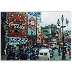 Impresión fotográfica de los años 60, anuncios del Dr. Zhivago en Piccadilly Circus, póster de arte mural vintage de Londres, idea de regalo de patrimonio de Gran Bretaña de los años 60 en el Reino Unido