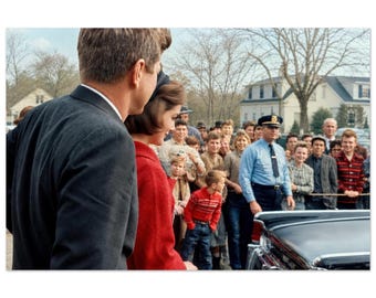 Photo Print 1960s President Kennedy and Jackie Vintage Motorcade Scene, American History Retro Wall Art, Political History Sixties Poster