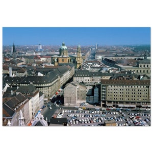 Foto Druck 1960er Jahre München Luftaufnahme Deutschland, Vintage Wand Kunst Home Büro Dekor Poster Sixties Stadtbild, Nostalgie Erb Geschenk
