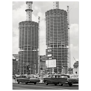 Photo Print 1960s Chicago Marina City Under Construction Residential Commercial Building, Illinois, Heritage Gift, Vintage Wall Art Poster