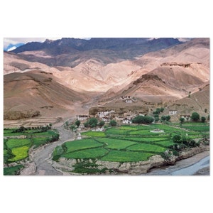 Photo Print 1970s India Valley with Farmland in Ladakh, Vintage Art Poster Home Office Wall Decor Himalayan Heritage Landscape Gift idea