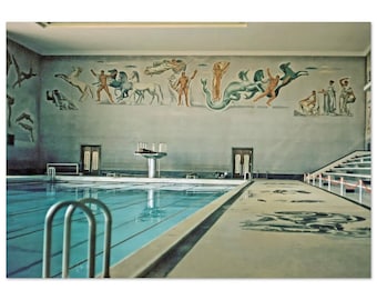 Photo Print 1940s The Foro Italico Swimming Pool Complex, Rome Italy, Vintage Wall Art Poster Decor Italian Heritage Unique Gift Idea