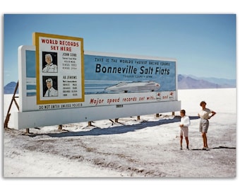 Photo Print 1950s Bonneville Salt Flats, Tooele County, Utah, John Cobb, AB Jenkins, Vintage Wall Art Home Office Decor Poster Heritage Gift