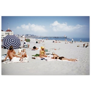 Impresión fotográfica de la década de 1950 Santa Cruz Beach California, cartel de arte de pared vintage de los años 50 Home Office Decoración costera Golden State USA Heritage Idea de regalo