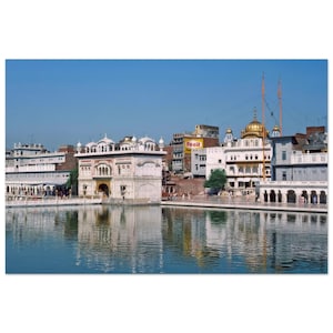 Impresión fotográfica de 1980, Patrimonio Sikh, Harmandir Saheb, Templo Dorado, Amritsar, Punjab, India. Decoración de pared, regalo, póster vintage en papel de archivo.