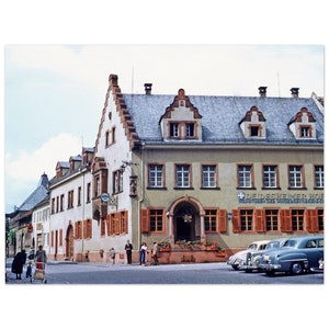 Photo Print 1950s Hotel Deidesheimer Hof, Market Square, Germany, Vintage Poster Wall Art Fifties Deidesheim German Home Decor Heritage Gift