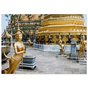 Photo Print 1960s Golden Statue of Kinnara at Wat Phra Kaew Temple, The Grand Palace Complex, Bangkok, Vintage Wall Art Poster Unique Gift