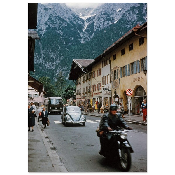 Photo Print 1960 Mittenwald Upper Bavaria, Germany, Vintage Wall Art Home Office Decor Sixties Germany Travel Alps Vacation Poster Gift Idea