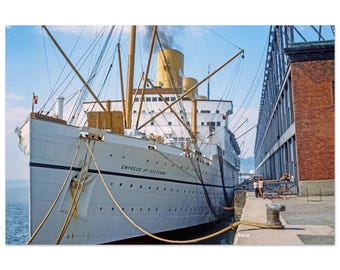 Photo Print 1950s Empress of Scotland Docked at Montreal Canada, Canadian Pacific Liner, Nautical Heritage Vintage Fifties Wall Decor Poster