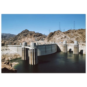 Photo Print 1940s Hoover Dam, Colorado River, Nevada, USA, Forties Vintage Wall Art Poster Home Office Decor American Engineering Gift Idea