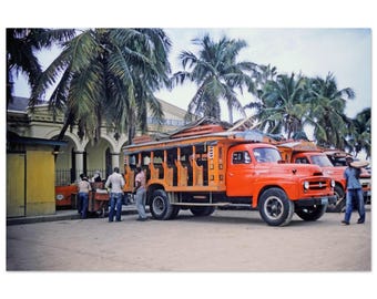 Photo Print 1950s Port-au-Prince Haiti, Iron Market Tap-Taps Street Scene, Marché de Fer, Vintage Fifties Caribbean Travel Photo Poster Gift