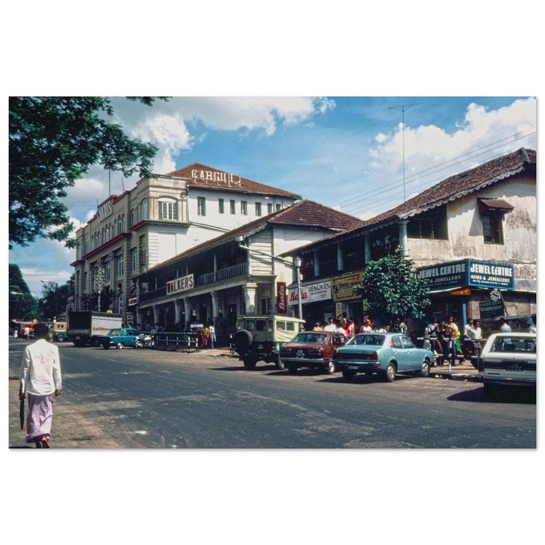 Photo Print 1980s Sri Lanka, Dalada Veediya vidiya, Kandy, Cargills in