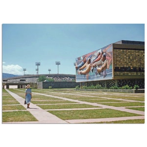 Photo Print 1950s Mexico City Mural by David Alfaro Siqueiros Central Administration Building UNAM, Vintage Wall Art Home Decor Poster Gift