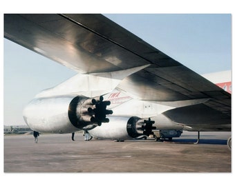 Impresión fotográfica de la década de 1960, Boeing 707 de TWA, arte de pared vintage, decoración del hogar, póster de aviación de aerolínea de pasajeros estadounidense, idea de regalo de avión con motor a reacción temprano