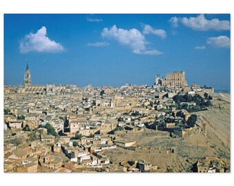 Photo Print 1940s Toledo Spain Horizon, Destroyed Alcázar, Vintage Wall Art Forties Poster Home Office Decor Historical Spanish Gift Idea