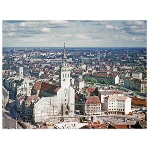 Foto Druck 1950 München Luftaufnahme St. Peter Kirche, Vintage Wand Kunst Poster 50er Jahre Home Office Dekor Deutsches Kulturerbe Geschenkidee