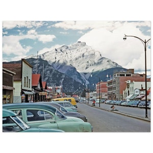 Photo Print 1950s Canada Banff Avenue Alberta, Vintage Cars, Wall Art Home Decor Poster Fifties Canadian Travel Destination Heritage Gift