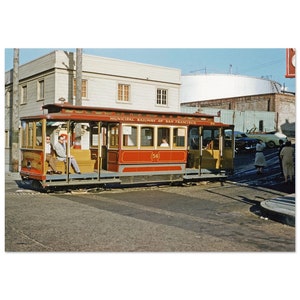 Poster Print 1940s Number 56 Red Cable Car, Municipal Railway of San Francisco, California Vintage Wall Art Home Decor, Forties America Gift