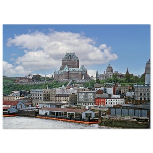 Impression photo des années 1950, ville de Québec, Canada, château Frontenac vintage, art mural, décoration d'intérieur, affiche, voyage, horizon historique, paysage urbain, cadeau