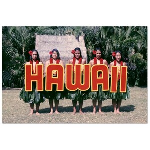 Impresión fotográfica de la década de 1960, espectáculo de hula hawaiano, señoras en la playa de Waikiki, Honolulu, póster de arte de pared vintage, decoración del hogar, idea de regalo única, herencia estadounidense, EE. UU.