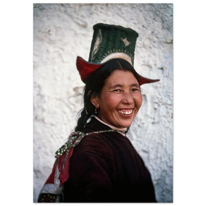 Photo Print 1970s Portrait of a Ladakhi Woman Traditional Dress, Leh, Ladakh, India, Vintage Wall Art Poster Portrait Ethnic Heritage Gift