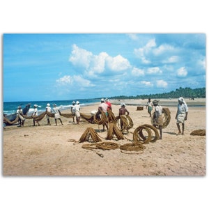 Photo Print 1970s India, Fishermen Kerala, Vintage Wall Art Home Office Decor, Seventies Travel Destination Unique Indian Heritage Gift Idea