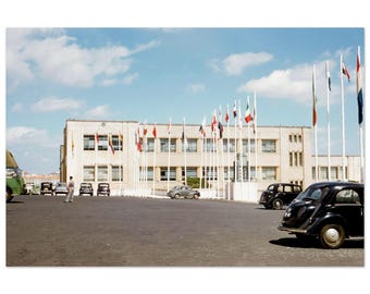 Impresión fotográfica de la década de 1950 Lisboa Portugal, Reunión de la OTAN, Instituto Superior Técnico, Decoración de la oficina de arte de la pared Patrimonio militar Cartel vintage de los años cincuenta