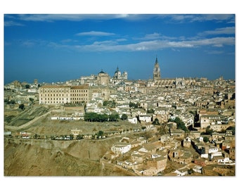 Photo Print 1940s Toledo Spain Skyline, Vintage Wall Art Forties Horizon Poster Home Office Decor Spanish Heritage Historical Gift Idea