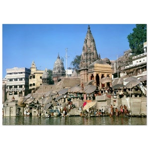 1970s Photo Varanasi on the Banks of the Ganges River, India Vintage Wall Art Print Poster Home Decor Seventies Holy City Life Heritage Gift