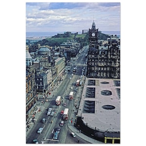 Impresión fotográfica de la década de 1970 Vista de Princes Street, The Balmoral Hotel Edimburgo Escocia, Cartel de decoración de arte de pared vintage, Idea de regalo del patrimonio escocés