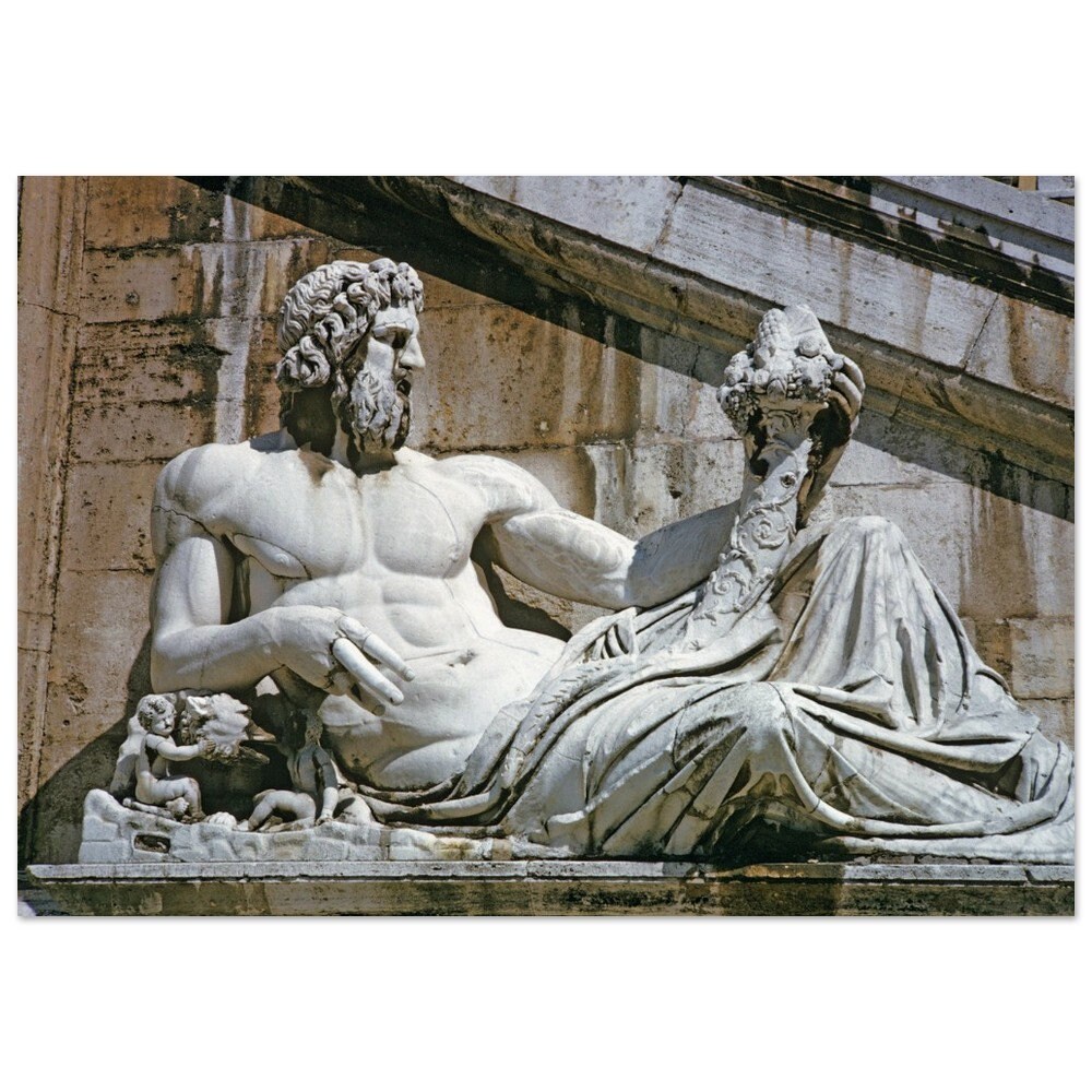 Photo Print 1960s Statue River God Tiberinus, Piazza del Campidiglio, Rome, Italy, Vintage Wall Art Home Office Poster Decor Unique Gift