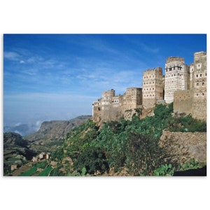 Photo Print 1980s Yemen Al Hajjarah Ancient Cliffside Village Vintage Wall Art Home Office Decor Poster Heritage Remote Location Africa Gift
