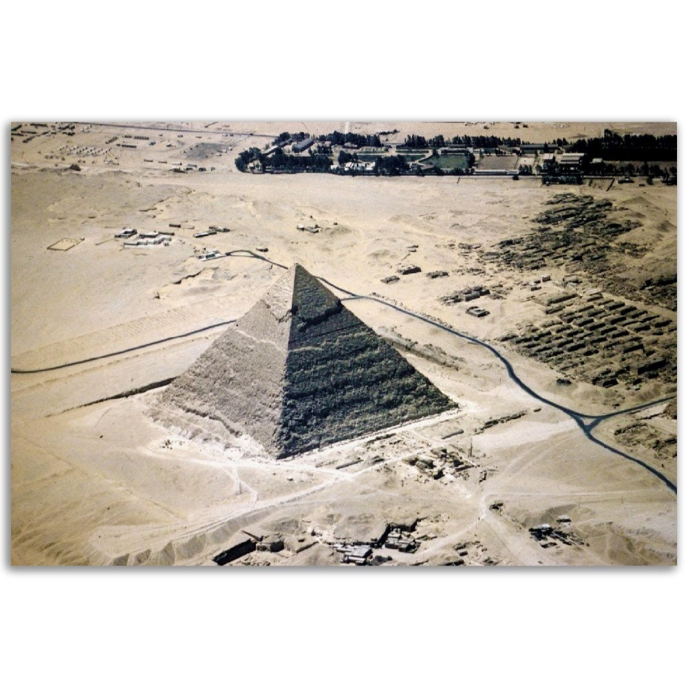 Photo Print 1950s Egypt Pyramid of Khafre, Aerial View, Giza