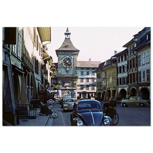 Photo Print 1950s Switzerland, Canton Fribourg, Murten, Morat Bern Gate, Vintage Poster Wall Art Home Office Decor, Swiss Heritage Gift Idea