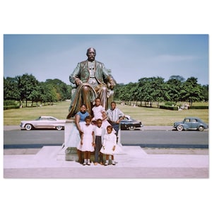 Photo Print 1960s African American Family, James Scott Memorial Statue, Vintage Wall Art Decor Poster, Detroit Michigan, Unique Gift Idea