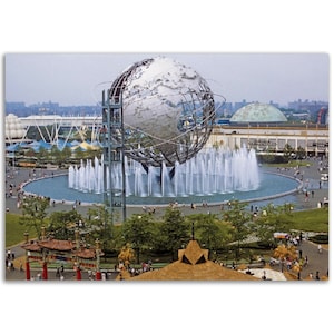 Photo Print 1964 New York World&#39;s Fair Silver Globe in the Background, Aerial View, Vintage Poster Wall Art Home Decor Art Exhibition Gift