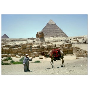 Photo Print 1960s Egypt Great Sphinx of Giza Pyramid Complex, Vintage Wall Art Home Decor Poster Sixties Egyptian Heritage Travel Gift Idea