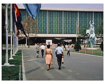 Photo Print 1964 New York World's Fair United States Pavilion, Vintage Wall Home Decor Art Poster Sixties Heritage Technology Expo NYC Gift