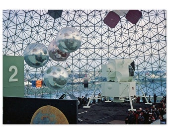 Impresión fotográfica de la Expo de Montreal de 1967, pabellón de EE. UU., cúpula geodésica, feria mundial, isla Sainte-Hélène, era espacial, arte de pared vintage, decoración del hogar, póster de regalo
