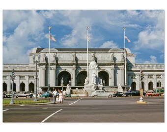 Photo Print 1940s Union Station Washington DC, Vintage Wall Art Print Poster Photograph